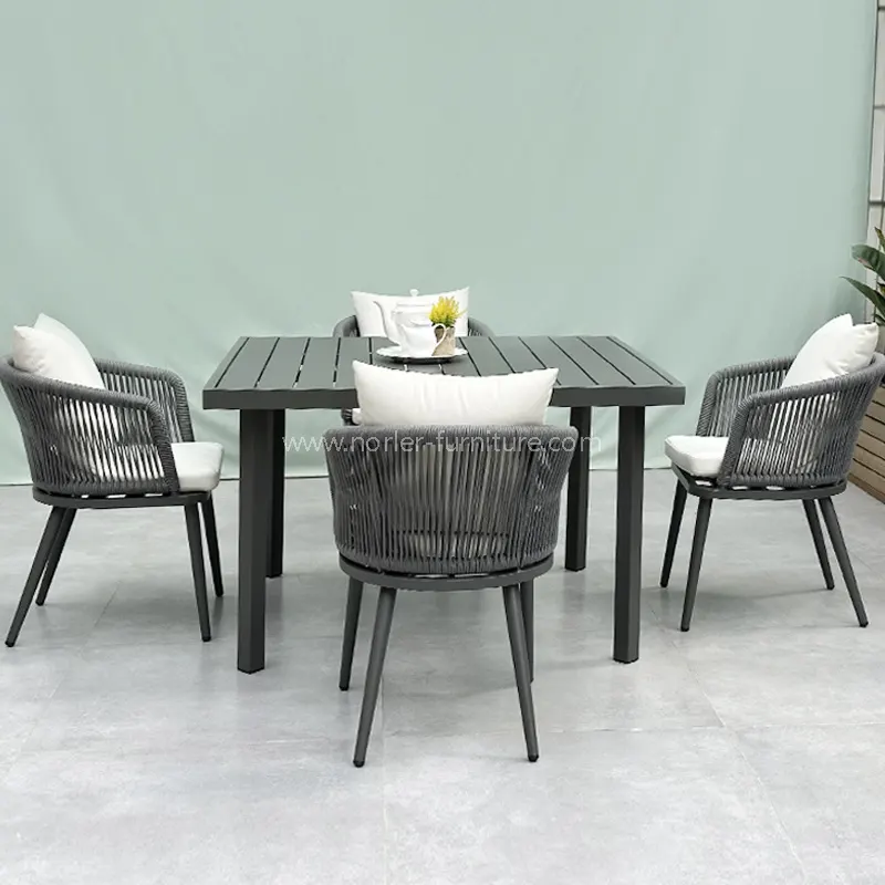 Cur Fashion Outdoor Aluminium Funem Dining Pone Ultimam Electionem pro Stylish et Dura Patio Vivi