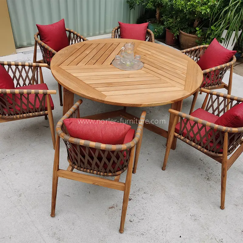 High-finem outdoor teak lignum frame Texta Textus Cingulum Triclinium