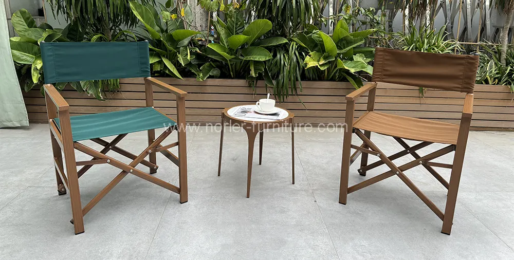 Waterproof Outdoor Aluminum Wood Grain Balcony Set