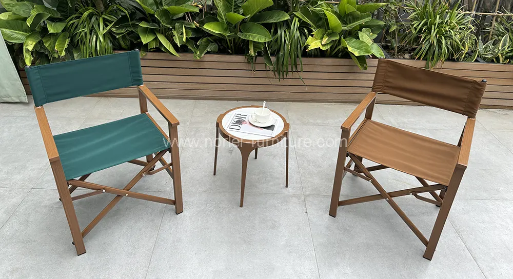 Waterproof Outdoor Aluminum Wood Grain Balcony Set