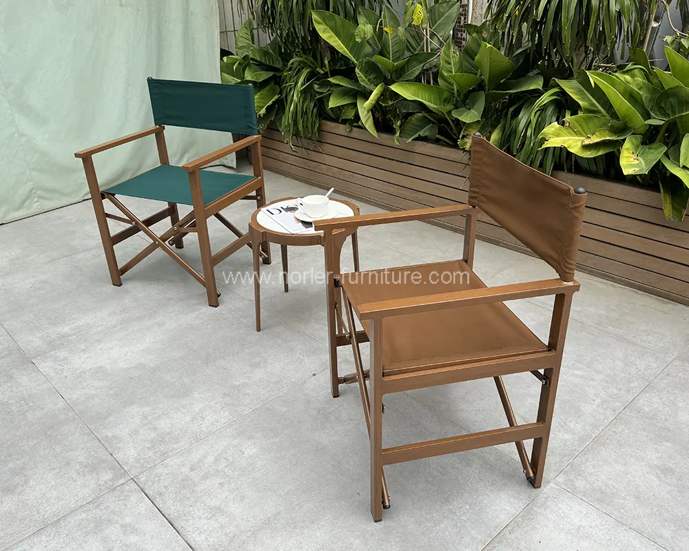 Waterproof Outdoor Aluminum Wood Grain Balcony Set