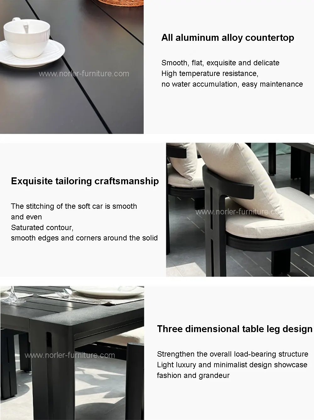 Durable Waterproof Outdoor Aluminum Frame Dining Set