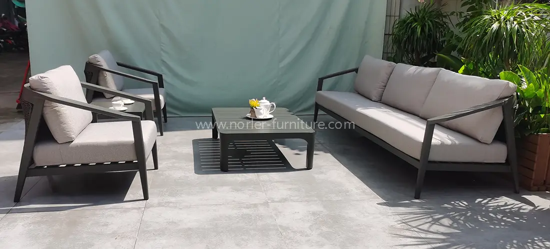 Outdoor Minimalist Handmade PE Rattan Aluminum Frame Sofa