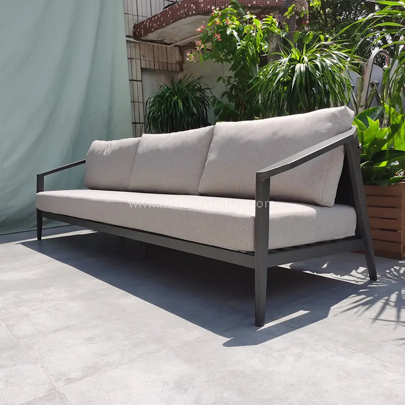 Outdoor Minimalist Handmade PE Rattan Aluminum Frame Sofa