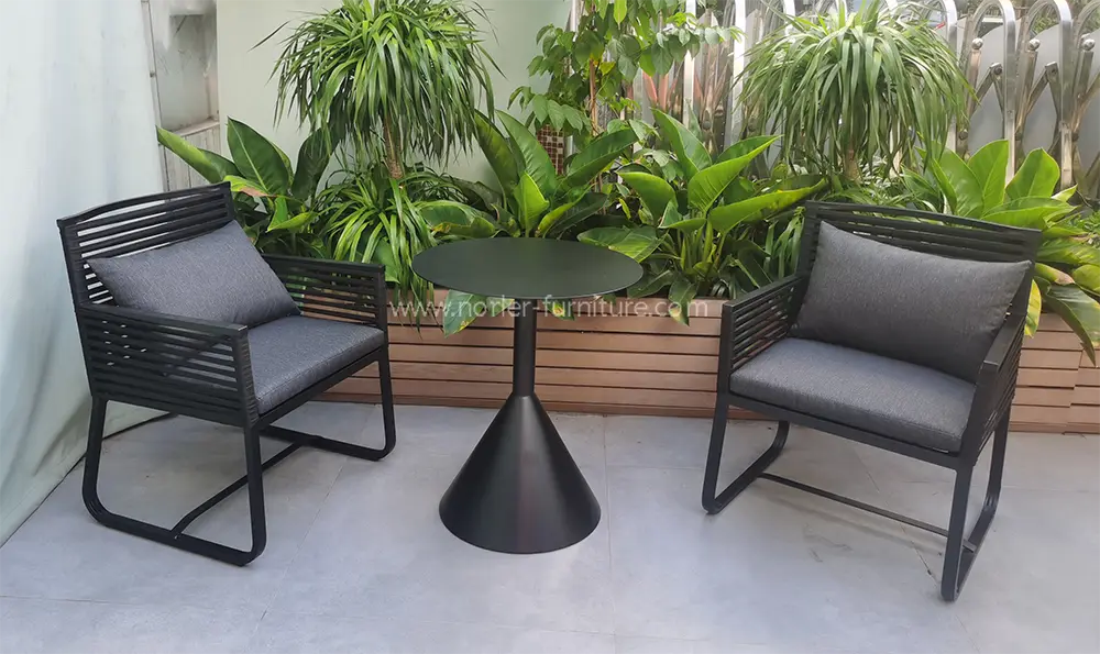Outdoor Modern Leisure Design Aluminum Frame Woven Belt Balcony Set