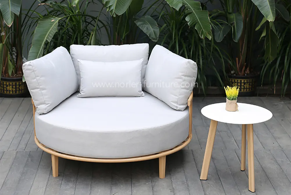 Outdoor Aluminum Frame Patio Balcony Round Bed Furniture