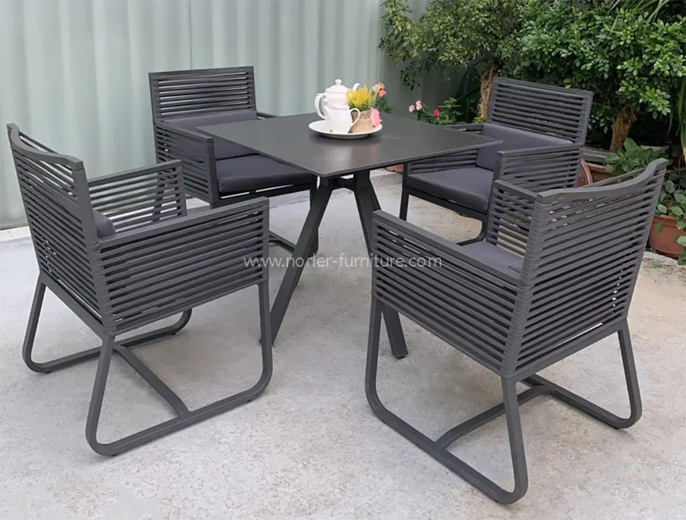 Outdoor Modern Leisure Design Aluminum Frame Woven Belt Balcony Set