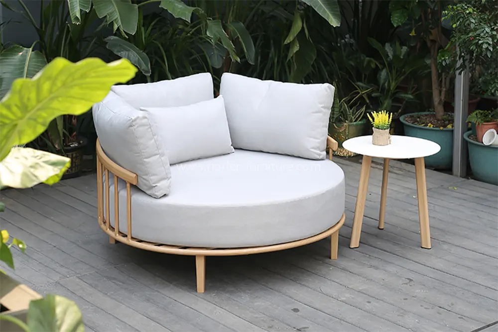 Outdoor Aluminum Frame Patio Balcony Round Bed Furniture