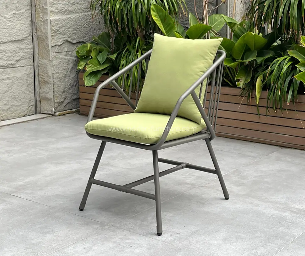High Quality Outdoor Aluminum Frame Green Fabric Dining Set