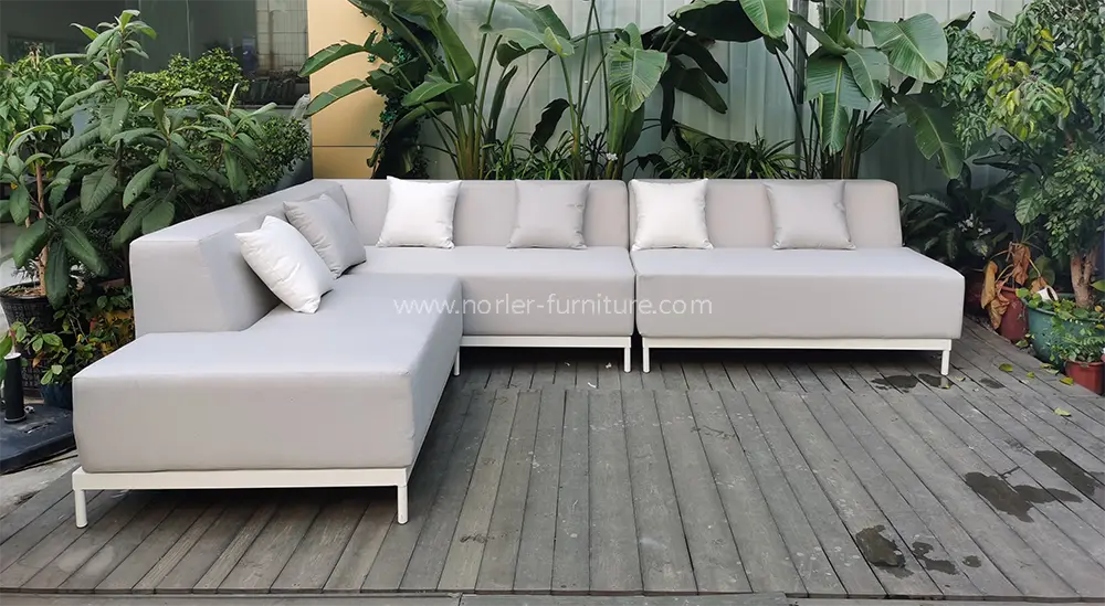 Outdoor Waterproof Blue Leather Aluminum Alloy Frame Sofa