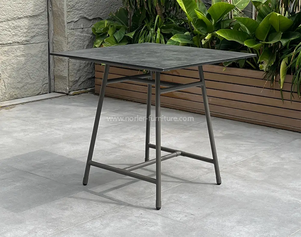 High Quality Outdoor Aluminum Frame Green Fabric Dining Set
