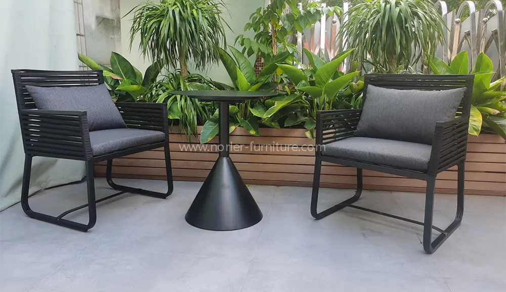 Outdoor Modern Leisure Design Aluminum Frame Woven Belt Balcony Set