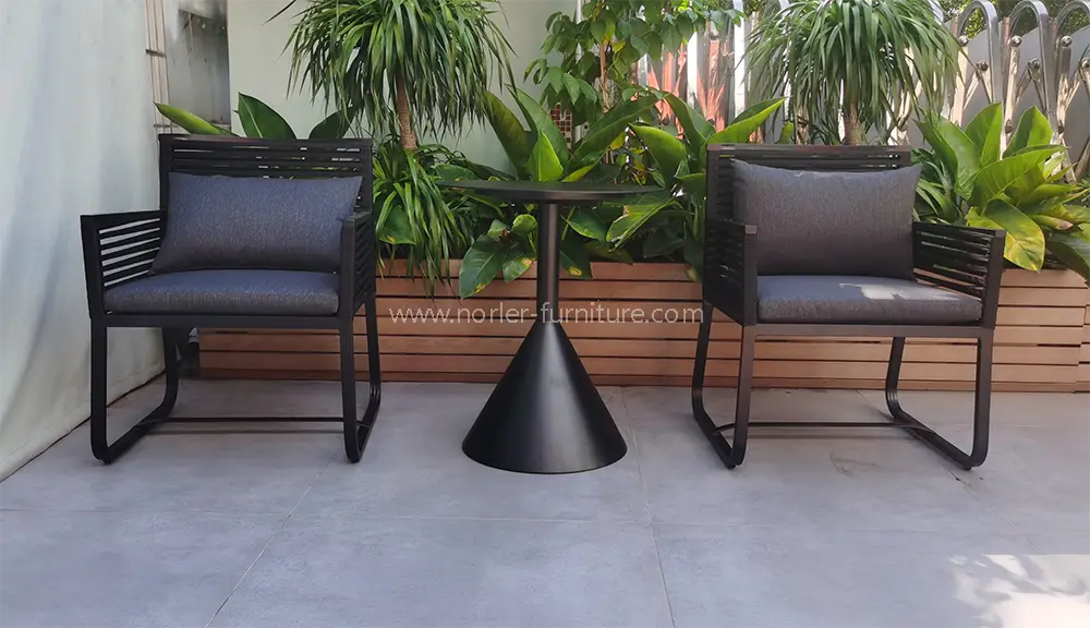 Outdoor Modern Leisure Design Aluminum Frame Woven Belt Balcony Set