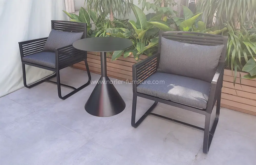 Outdoor Modern Leisure Design Aluminum Frame Woven Belt Balcony Set
