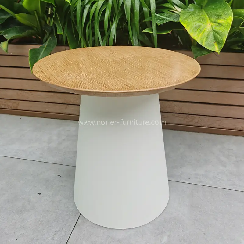 Outdoor Brushed Wood Grain Aluminum Frame Coffee Table