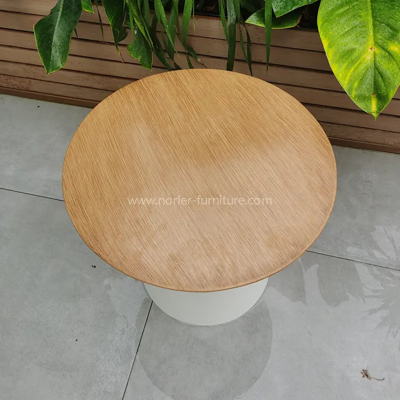 Outdoor Brushed Wood Grain Aluminum Frame Coffee Table