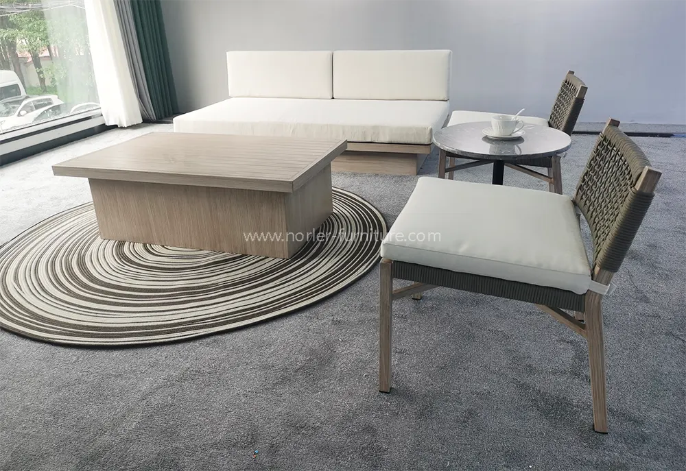 Aluminum Alloy Wood Grain Woven Belt Outdoor Chair