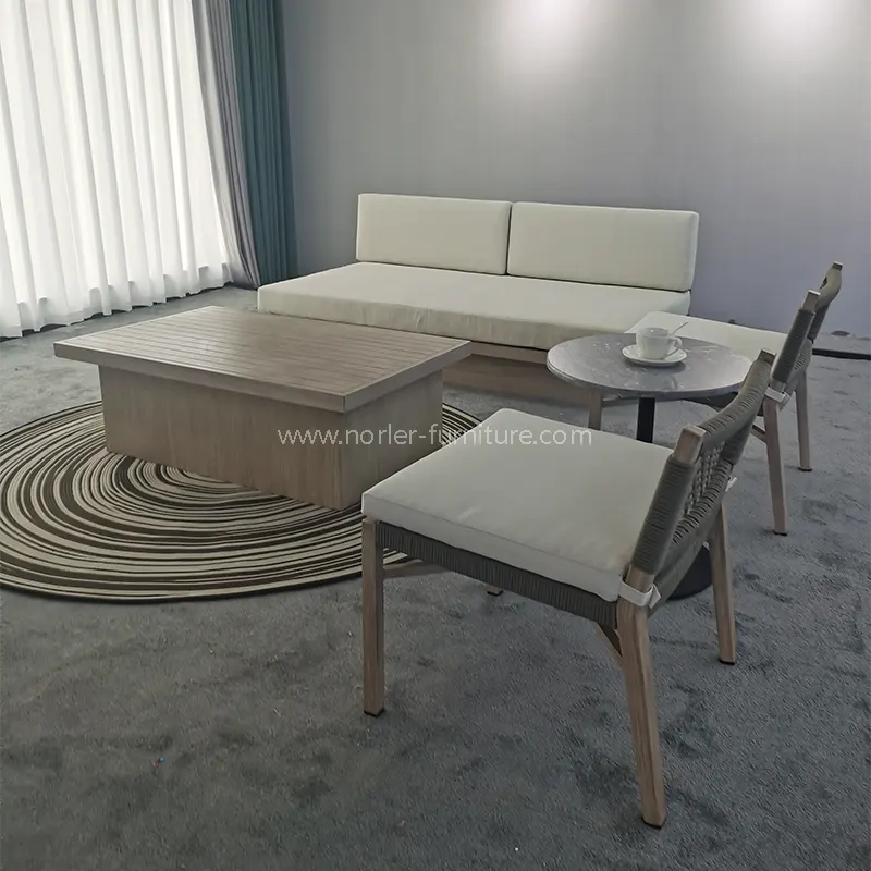 Aluminum Alloy Wood Grain Woven Belt Outdoor Chair