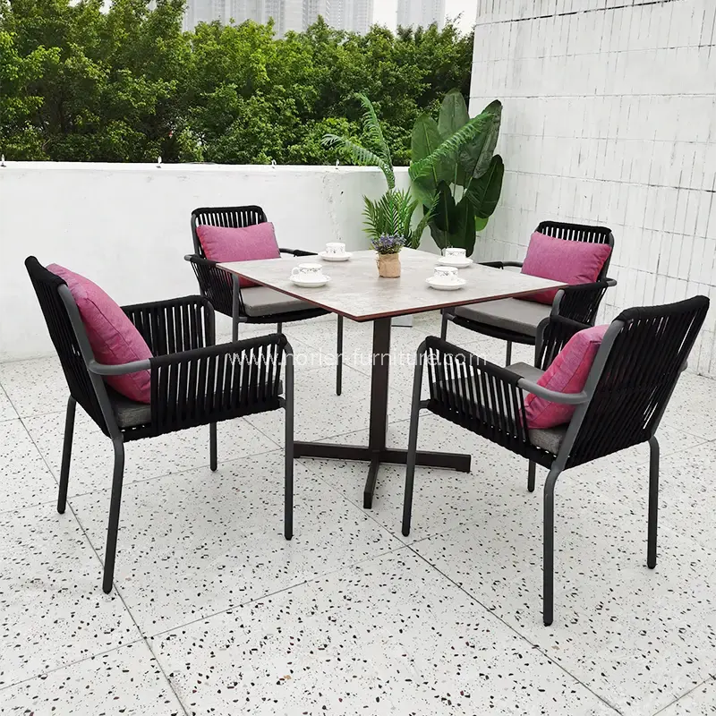 Outdoor Aluminum Frame Dining Table and Chairs