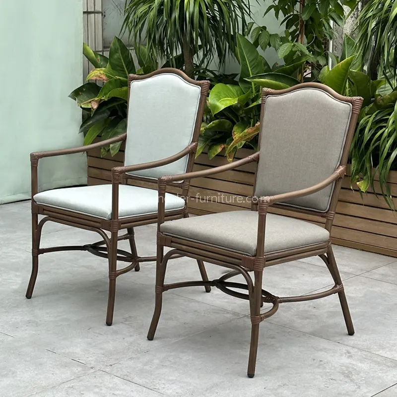 Outdoor Aluminum Wood Grain PE Rattan Balcony Set