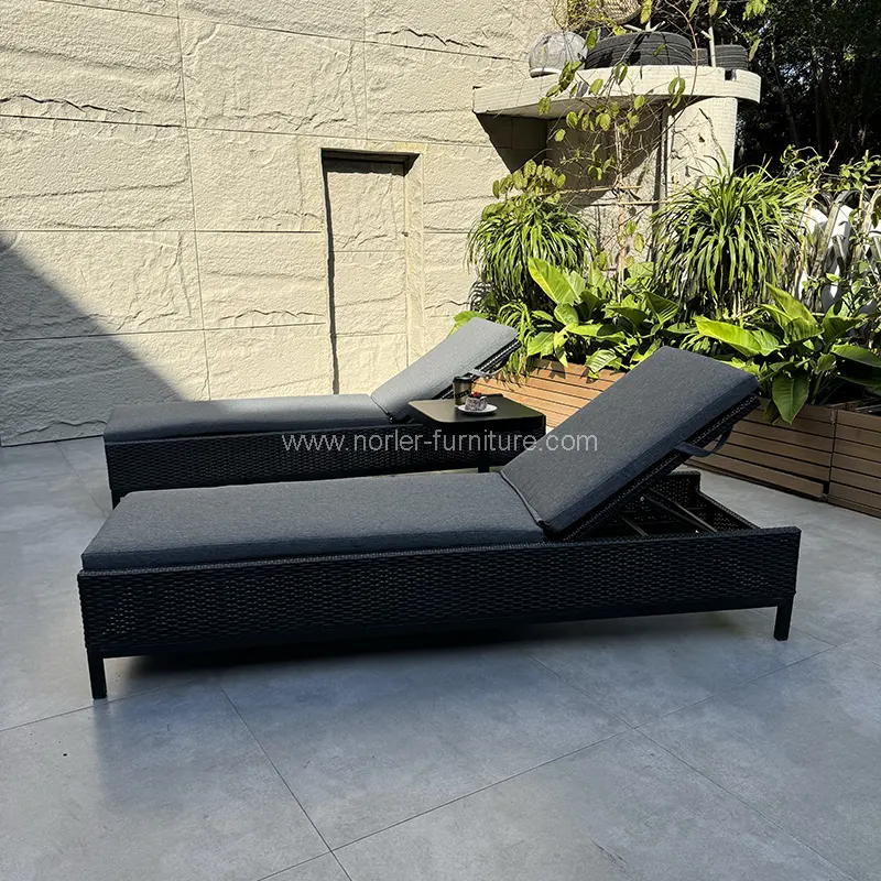 Tardus High-Finem Texta Texta Rattan Sol Lounger