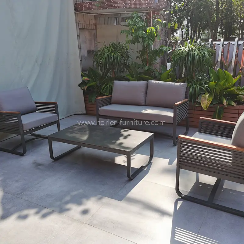 Newest Outdoor Aluminium Frame Teak lignum Armesta Stibadium