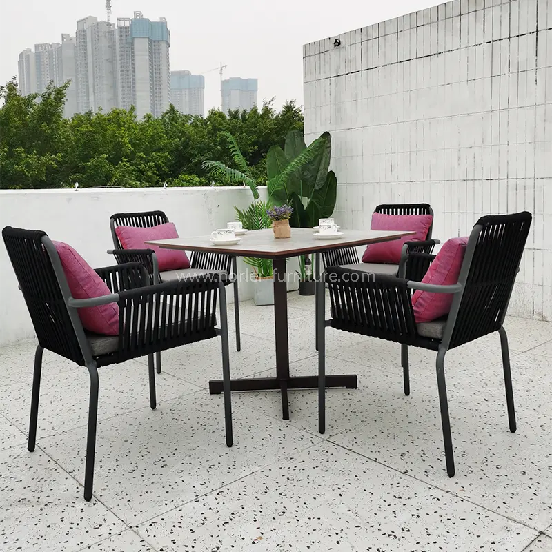Outdoor aluminium frame triclinium mensam et chairs