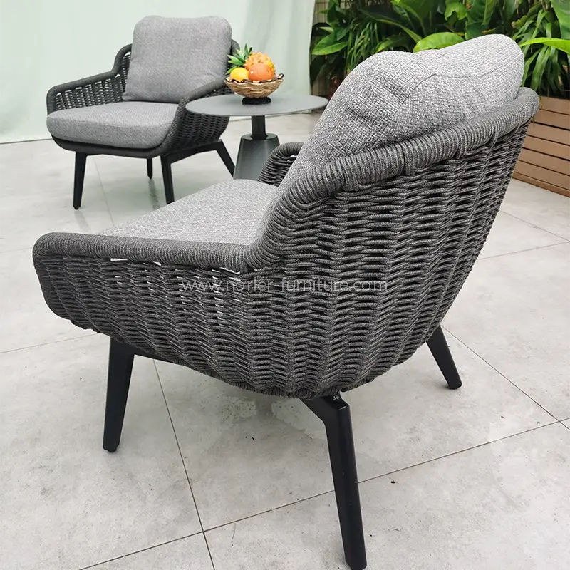 Outdoor SOLARIUM manus-textile funem mensam et chairs