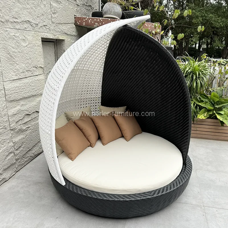 Outdoor supellectilem pe rattan circum sunshade sol lectum