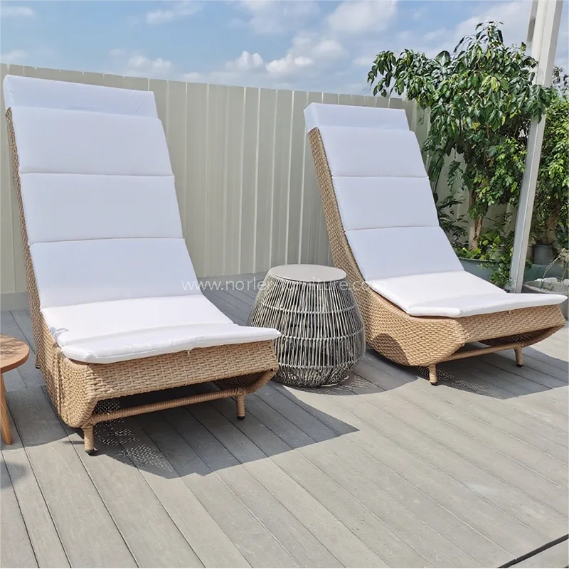 Outdoor otium aluminium frame pe rattan sol Lounger