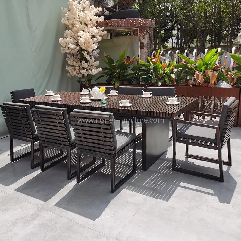 Velit Psalterium Wood Frumentum Aluminium Dining Tabula et Chairs