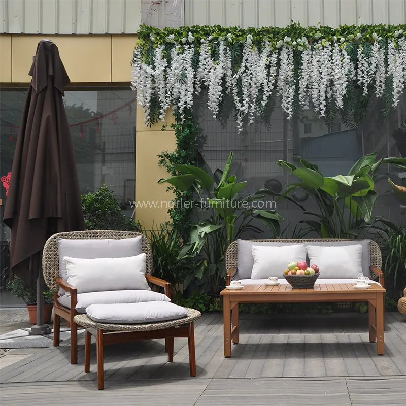 Outdoor tempestas repugnant teak lignum Rattan Stibadium Set